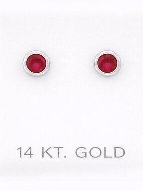 Created 0.54 Cts Ruby Stud Earrings SOLID 14k White Gold